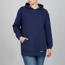 هودی زنانه پنبینه مدل نخ پنبه کجراه جیب دار