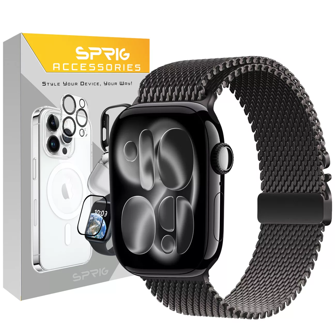 بند اسپریگ مدل ORG Milanese مناسب برای اپل واچ 46 میلی متری سری 10/11