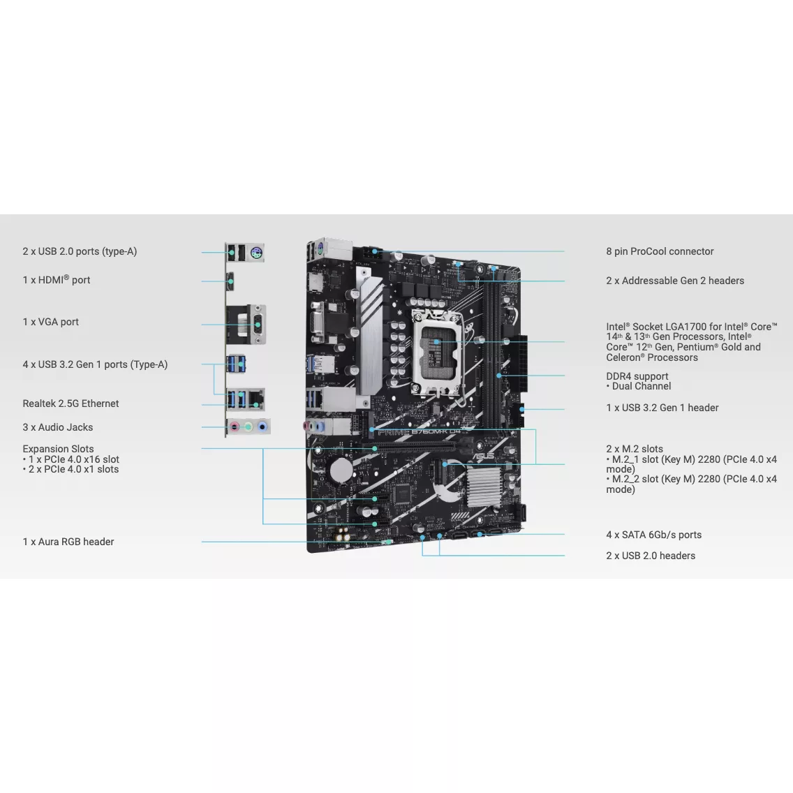 مادربرد ایسوس مدل PRIME B760M-K D4