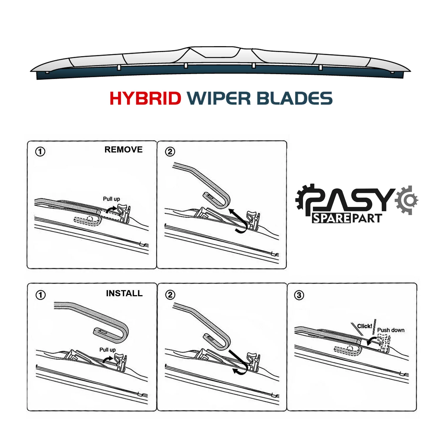 تیغه برف پاککن پاسیکو مدل HYBRID PLUS مناسب برای تیبا 2 بسته 2 عددی