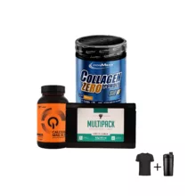 پودر کلاژن آیرون مکس 250 گرم به همراه کپسول مولتی پک نوتریشن بسته 60 عددی به همراه قرص کلسیم منیزیم زینک کیو ان تی بسته 60 عددی به همراه تیشرت و شیکر