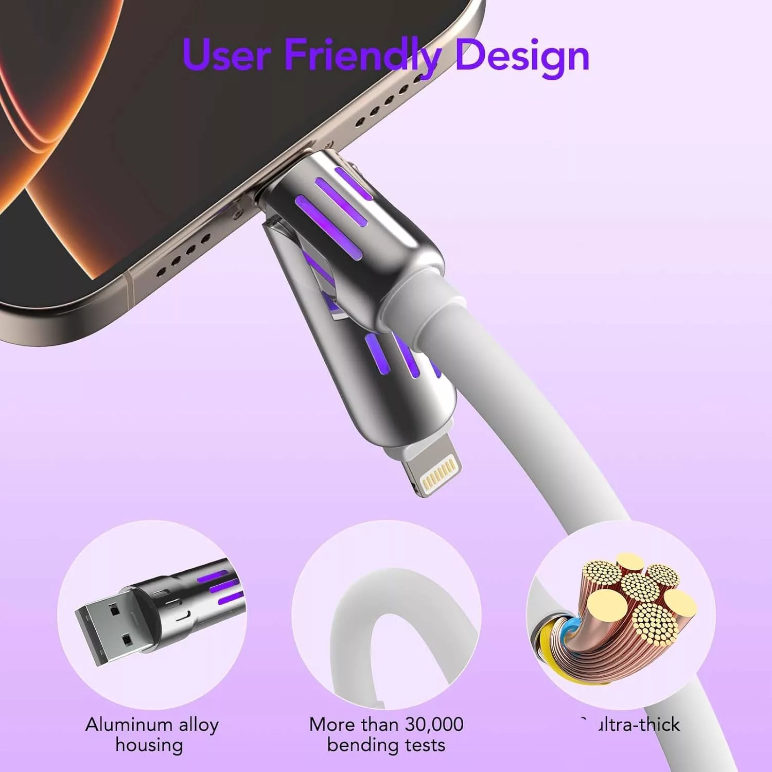 کابل تبدیل USB-C و USB-A / Lightning / USB سنتکس مدل C27 طول 1متر