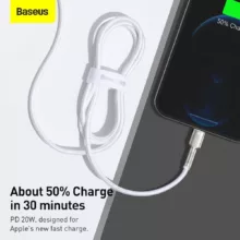 کابل تبدیل USB-C به لایتنینگ بیسوس مدل CATLJK-A02 Zinc Alloy PD20W طول 1 متر