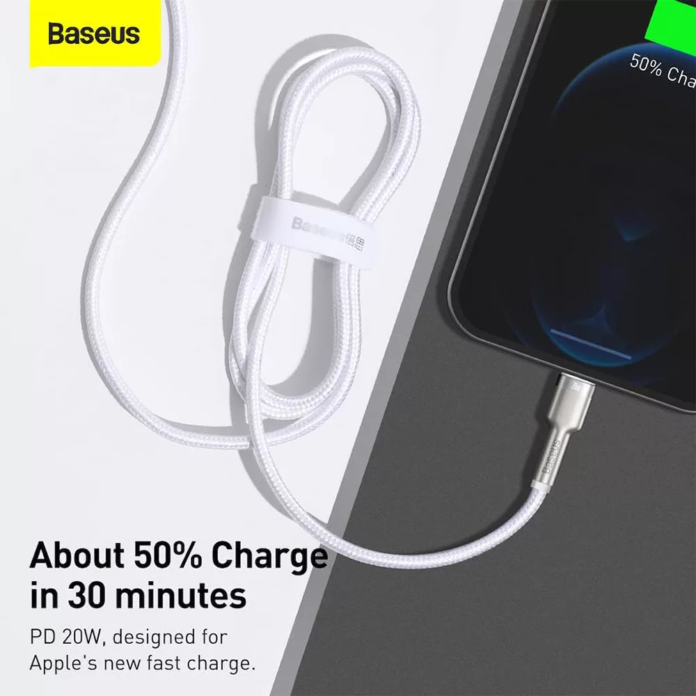 کابل تبدیل USB-C به لایتنینگ بیسوس مدل CATLJK-A02 Zinc Alloy PD20W طول 1 متر
