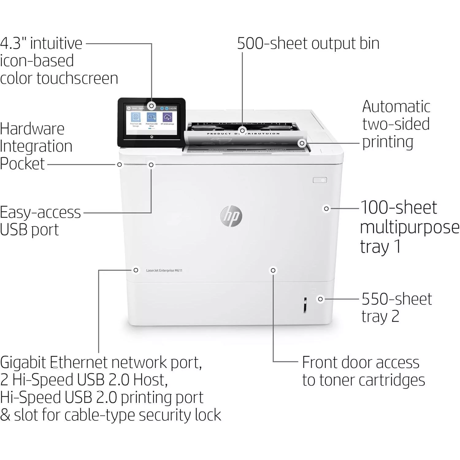 پرینتر لیزری اچپی مدل LaserJet Enterprise M611dn