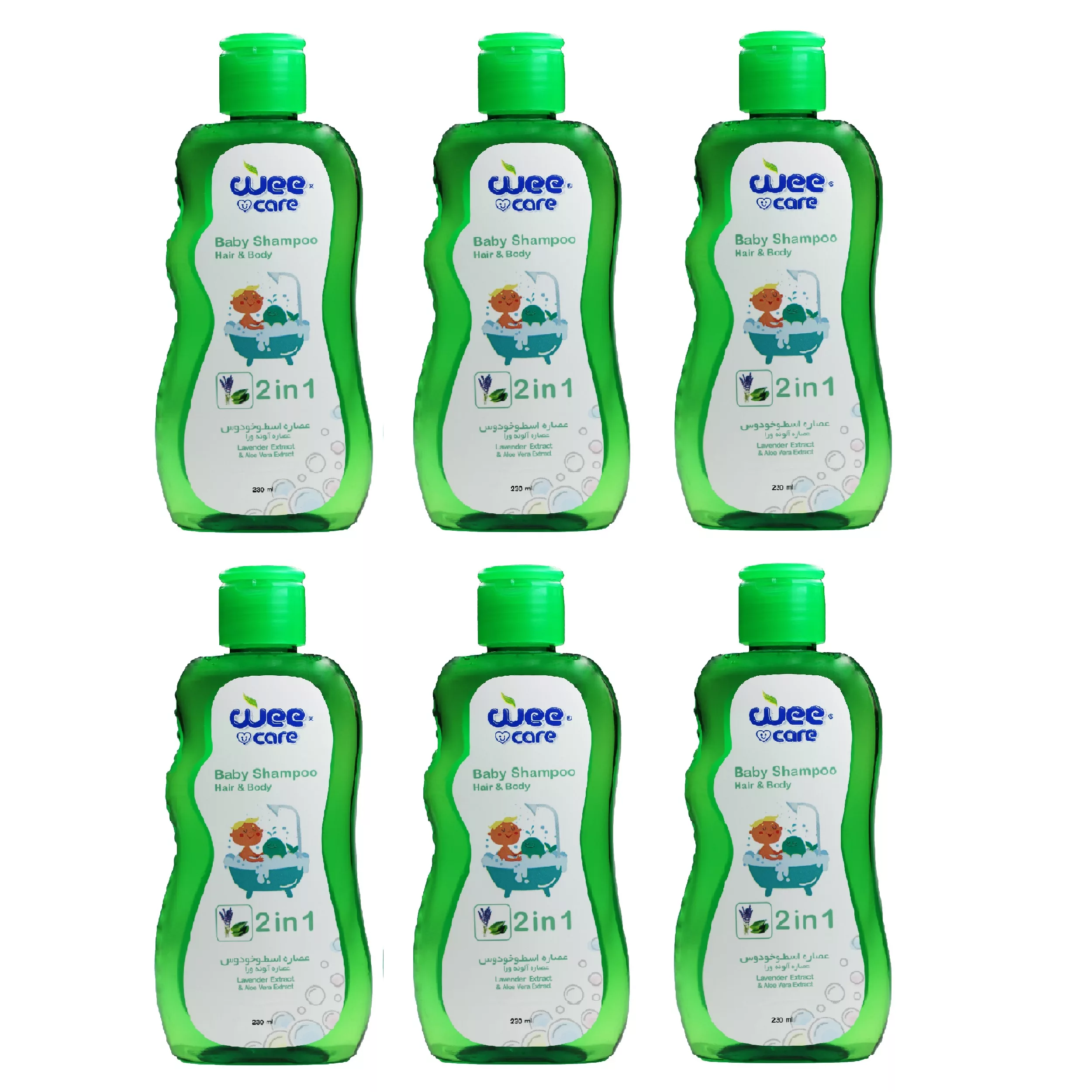 شامپو سر و بدن کودک وی کر مدل عصاره آلوئه ورا و عصاره اسطوخودوس حجم 230 میلی لیتر بسته 6 عددی