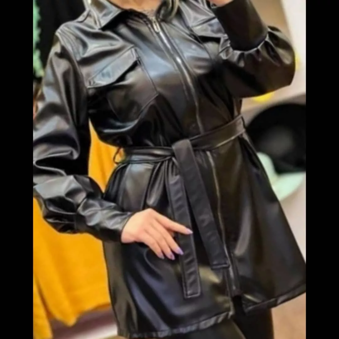 کت چرم زنانه مدل کارگو چرم کد A