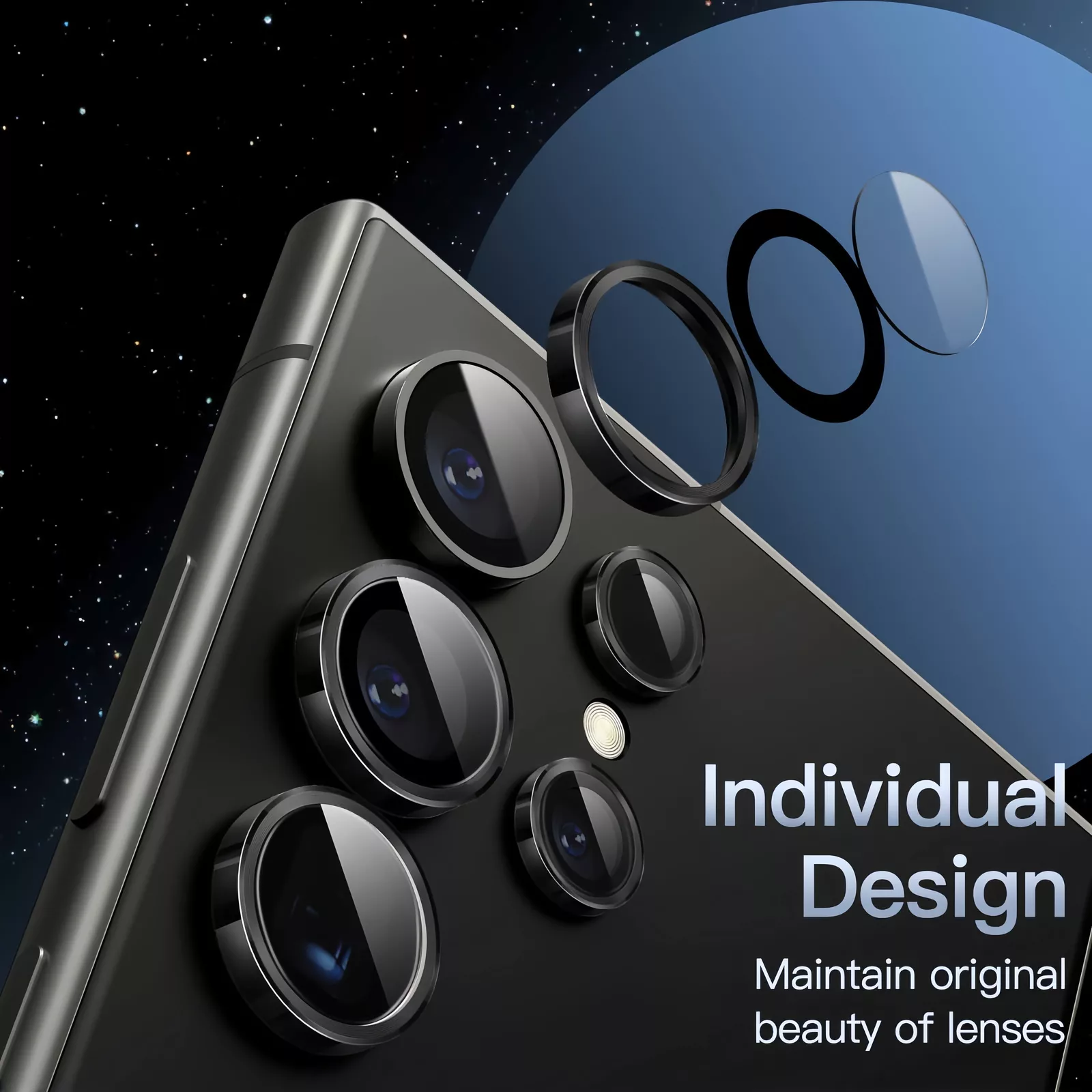 محافظ لنز دوربین راکی مایل مدل CAM-4 مناسب برای گوشی موبایل سامسونگ Galaxy S24 Ultra