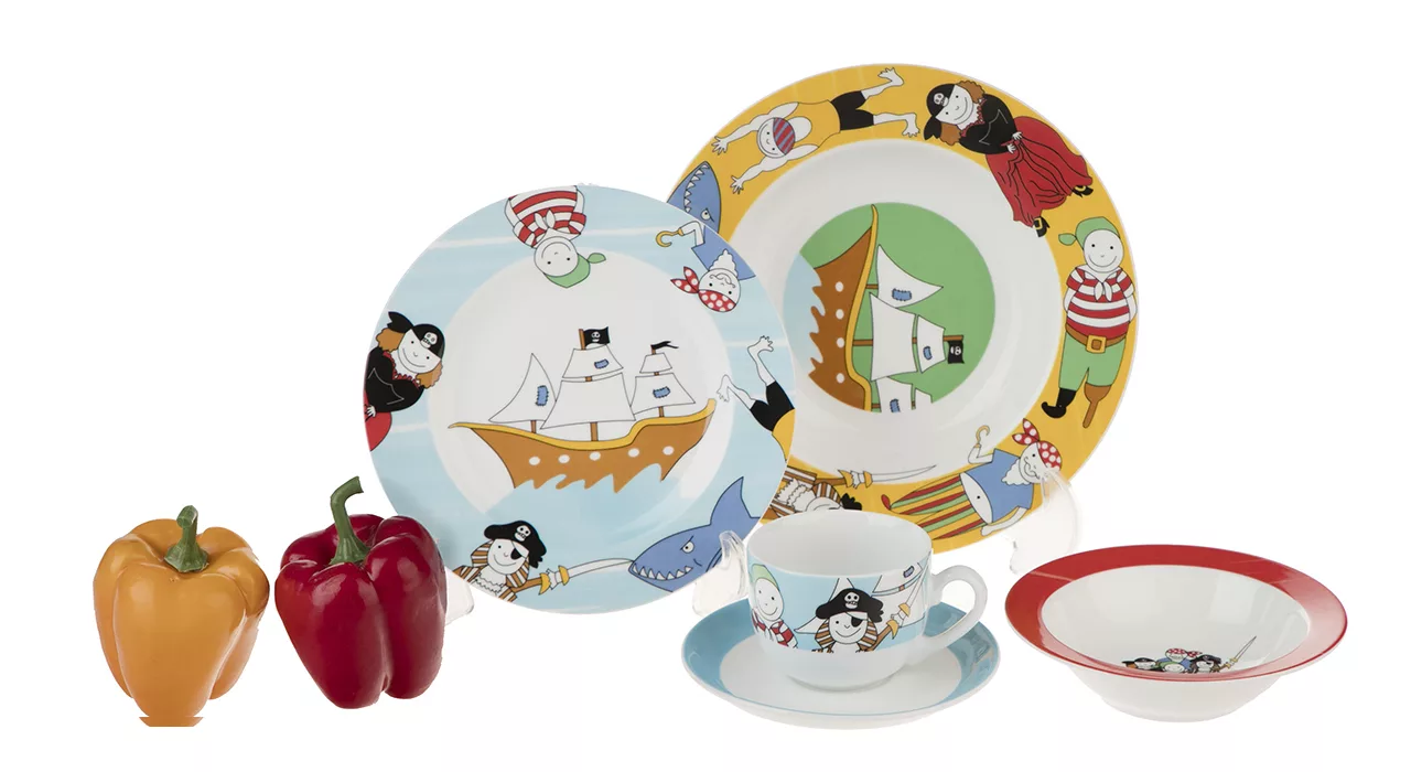 سرویس غذا خوری 5 پارچه کودک چینی زرین ایران سری ایتالیا اف مدل Payret درجه عالی