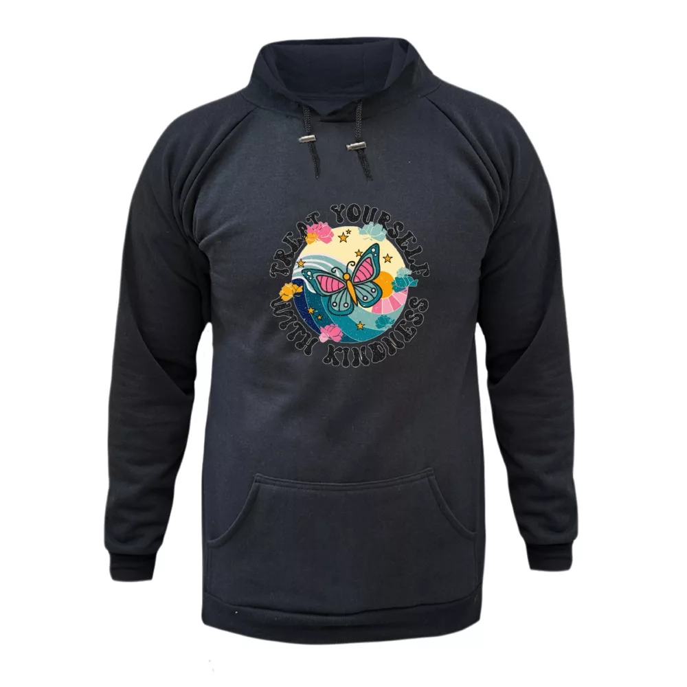 هودی زنانه مدل پروانه رنگ ذغال سنگی