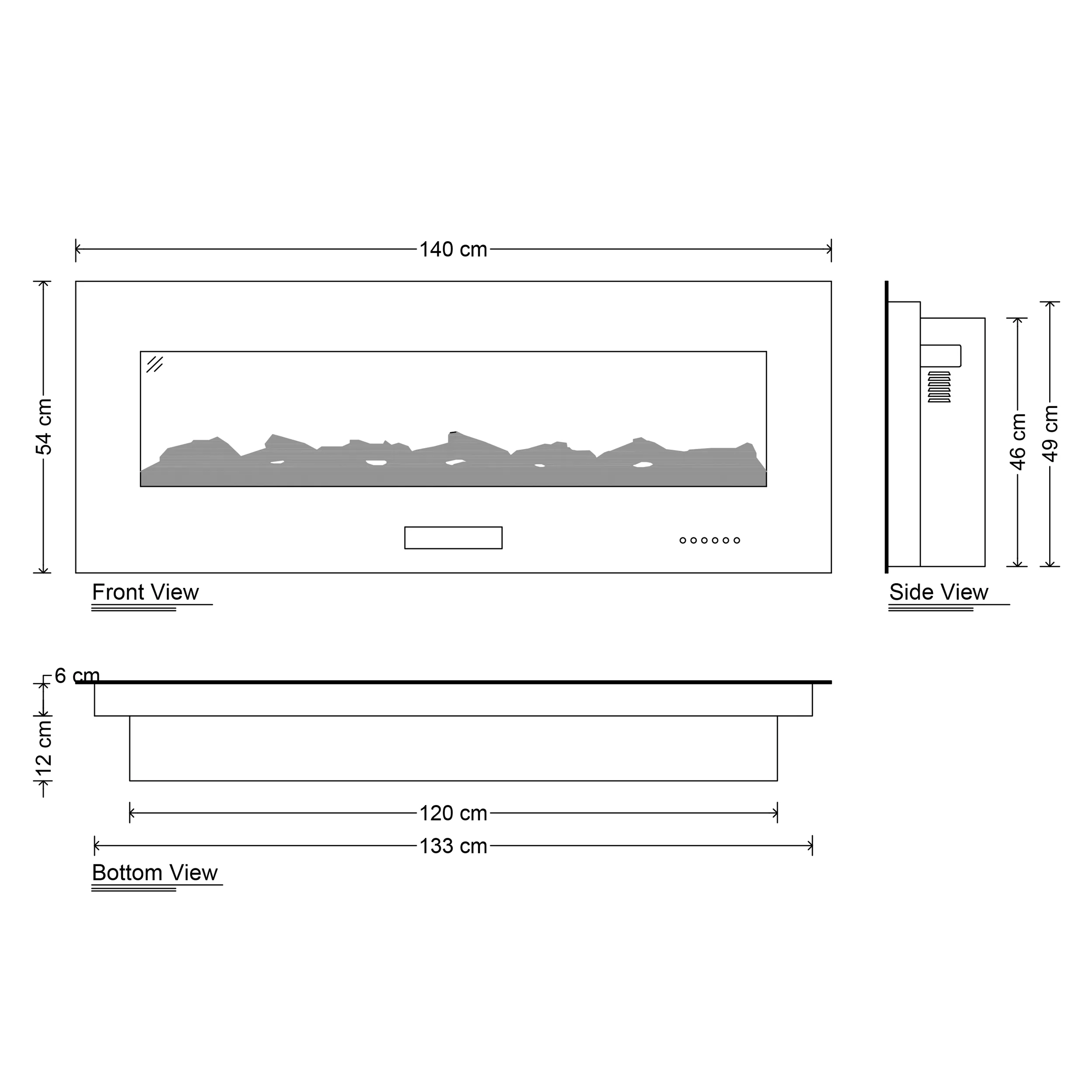 شومینه برقی اچ بی مدل HB-ID6838-140