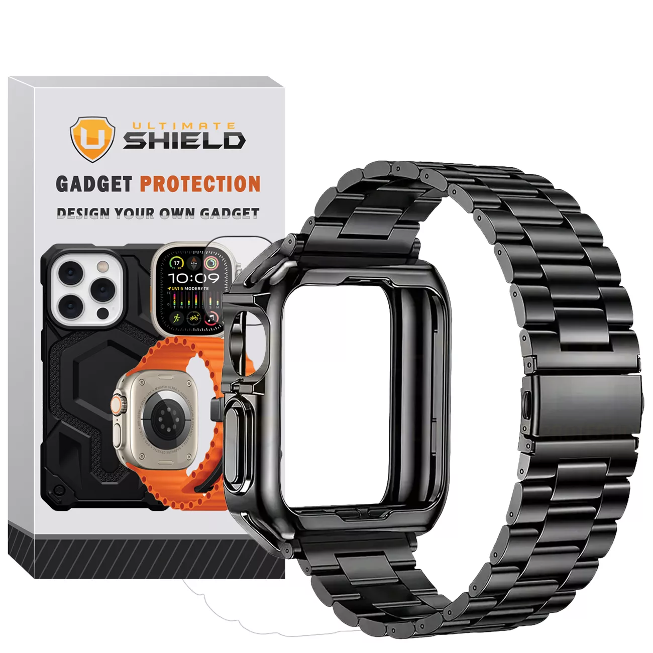 بند آلتیمیت شیلد مدل 3BLX مناسب برای اپل واچ سری 7/8/9 سایز 45 میلی متری به همراه کاور