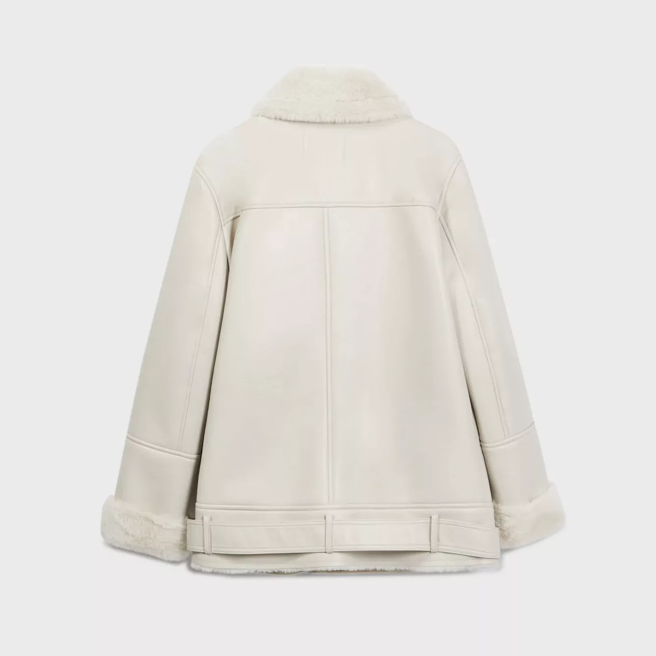 کت چرم زنانه استرادیواریوس مدل FAUX BIKER FUR LINING 2025