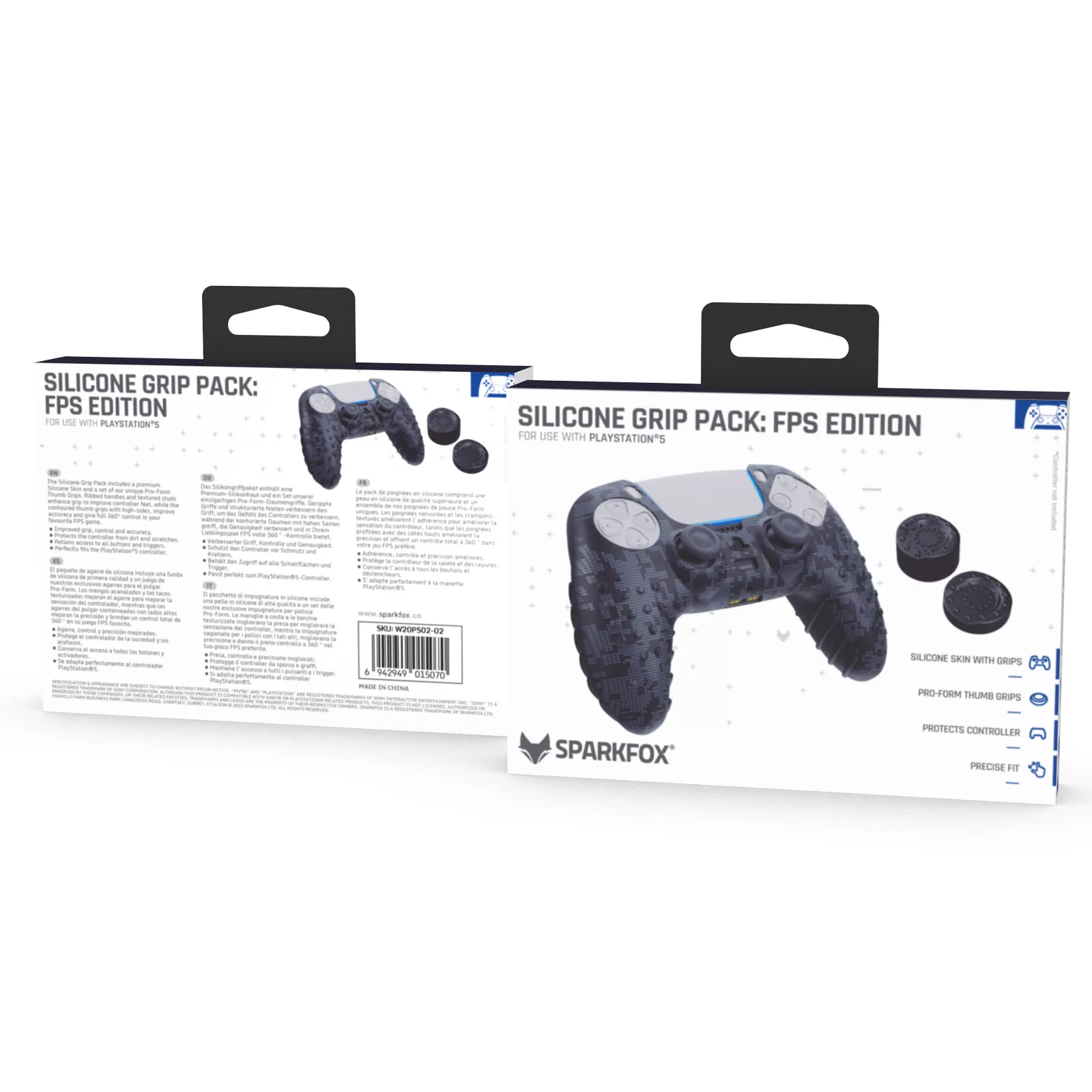 محافظ دسته پلی استیشن 5 اسپارک فاکس مدل Silicone Grip Pack Digital Camo به همراه روکش آنالوگ