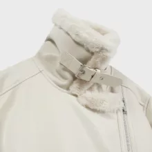 کت چرم زنانه استرادیواریوس مدل FAUX BIKER FUR LINING 2025