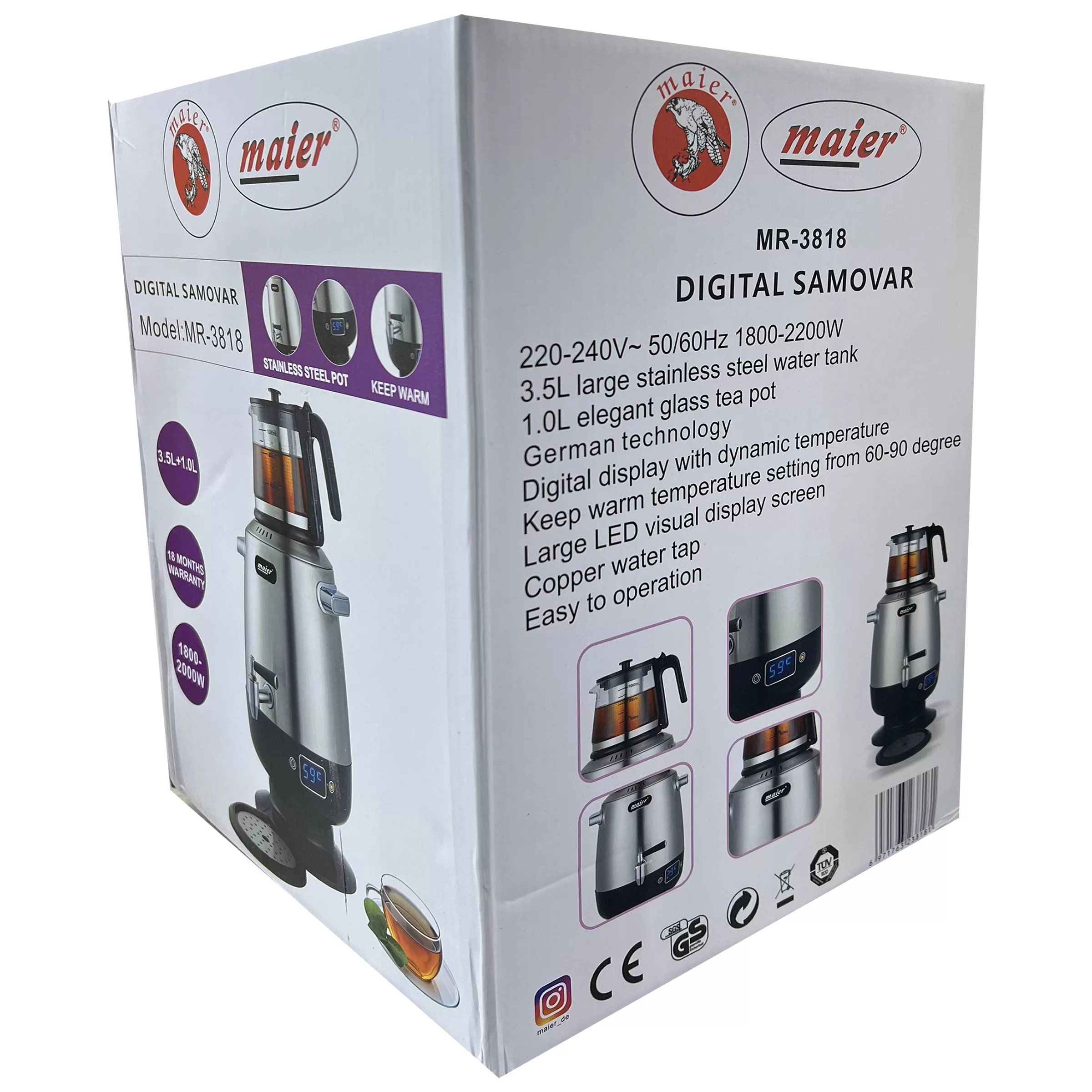 سماور برقی مایر مدل mr_3818 گنجایش 3.5 لیتر