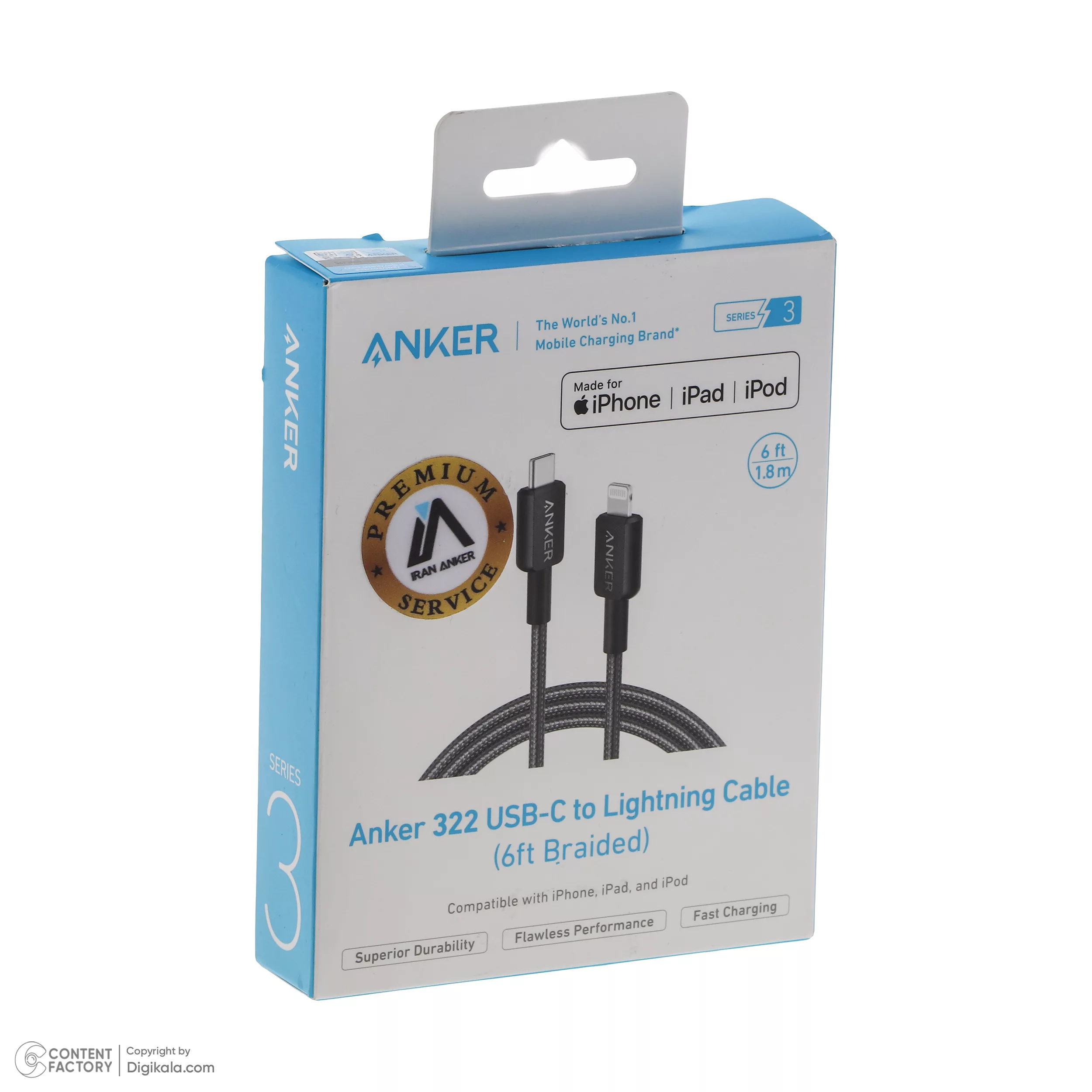 کابل تبدیل USB-C به لایتنینگ انکر مدل A81B6 طول 1.8 متر