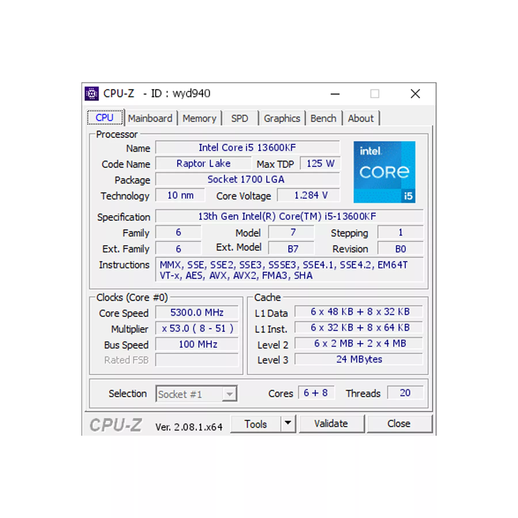 پردازنده مرکزی اینتل مدل Core i5 13600KF Tray