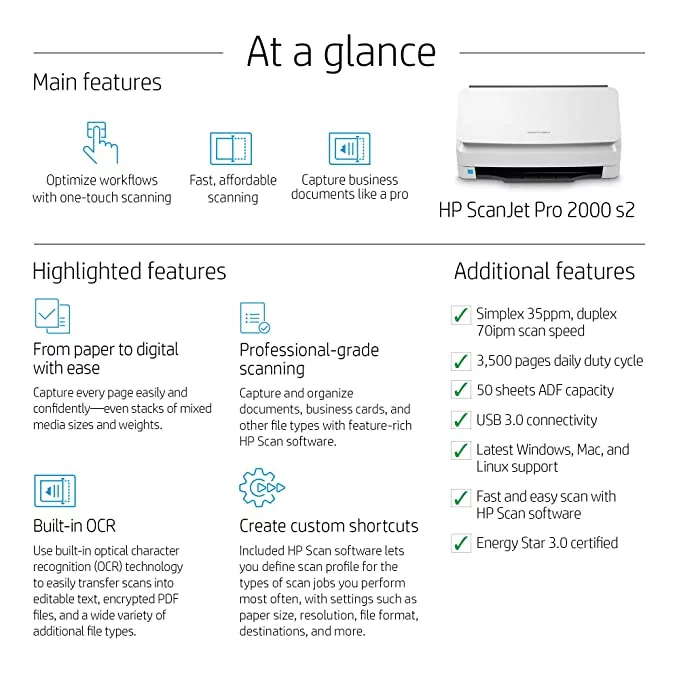 اسکنر اچپی مدل ScanJet Pro 2000 s2