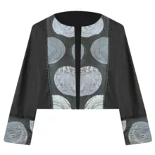 کت رسمی زنانه مدل کراپ لینن خرج کار هندی کد AK1294 رنگ مشکی