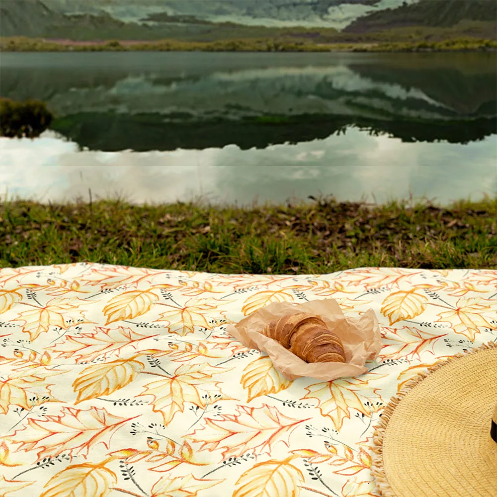 شال مبل مدل برگ پاییزی کد F2SH1078 سایز 100x180 سانتی متر