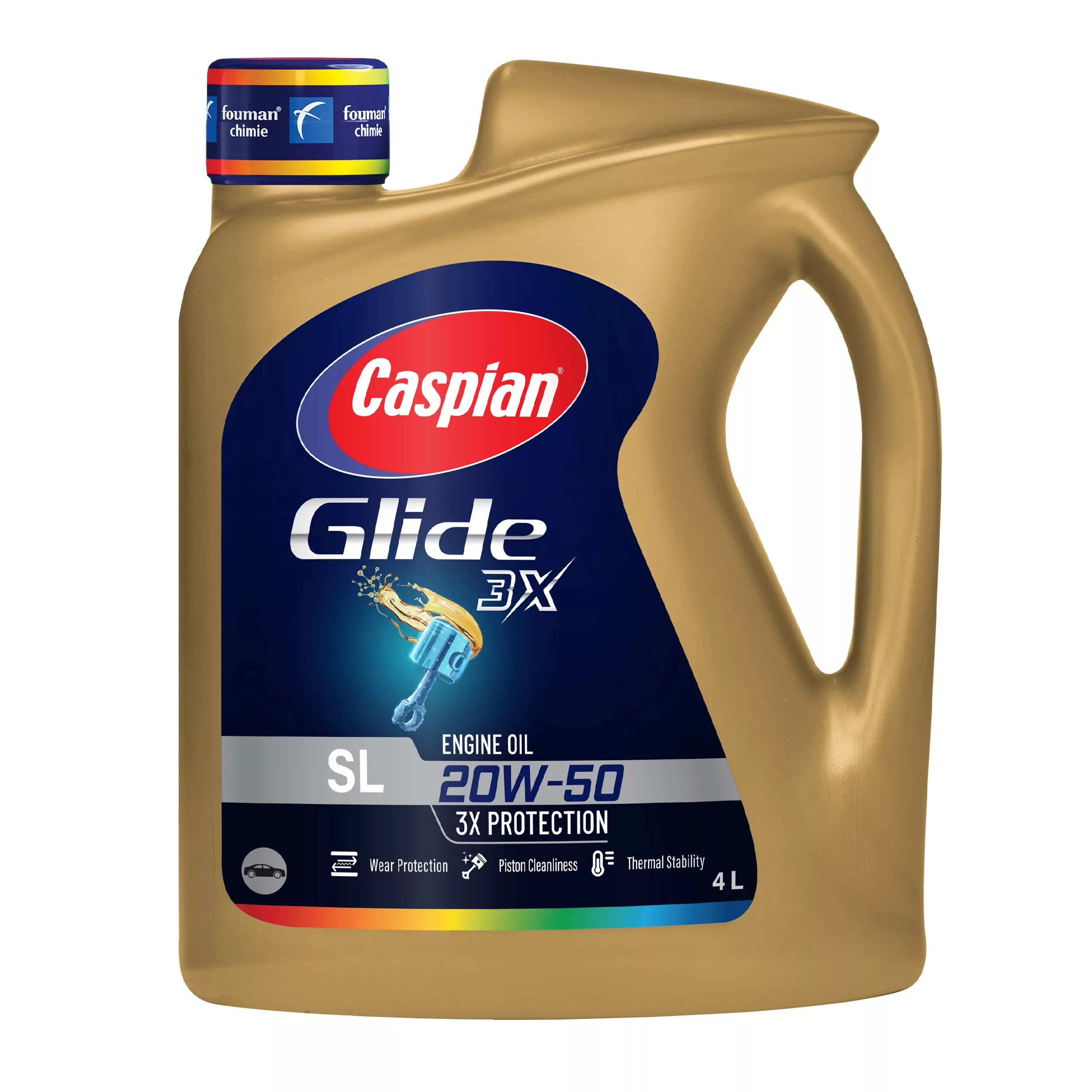 روغن موتور خودرو بنزینی کاسپین مدل SL 20W-50 Super Motor Oil حجم 4 لیتر