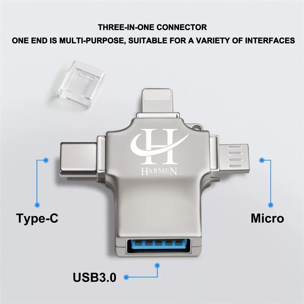 مبدل USB 3.0 OTG به USB-C/ MICROUSB/ لایتنینگ هارمن مدل HR-OTG700