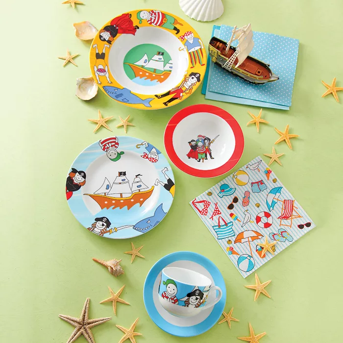 سرویس غذا خوری 5 پارچه کودک چینی زرین ایران سری ایتالیا اف مدل Payret درجه عالی