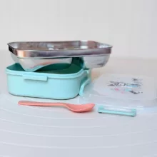 ظرف غذای کودک مدل لانچ باکس کرومی استیل به همراه قاشق