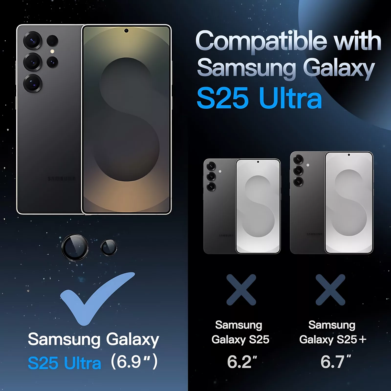 محافظ لنز دوربین شیشهای کی فون مدل ArClear مناسب برای گوشی موبایل سامسونگ Galaxy S25 Ultra