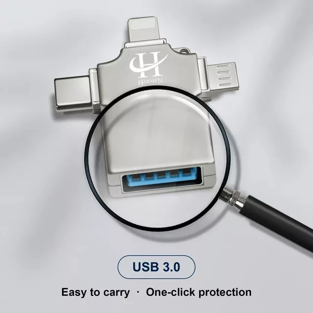 مبدل USB 3.0 OTG به USB-C/ MICROUSB/ لایتنینگ هارمن مدل HR-OTG700