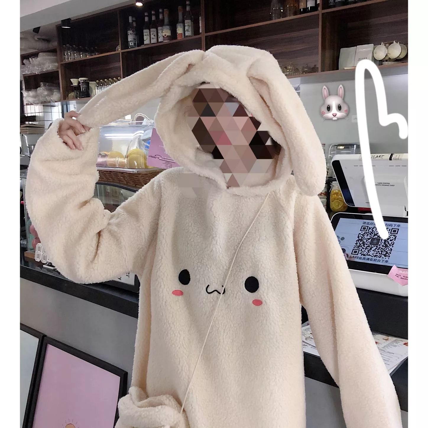 هودی زنانه مدل گوش دار به همراه کیف