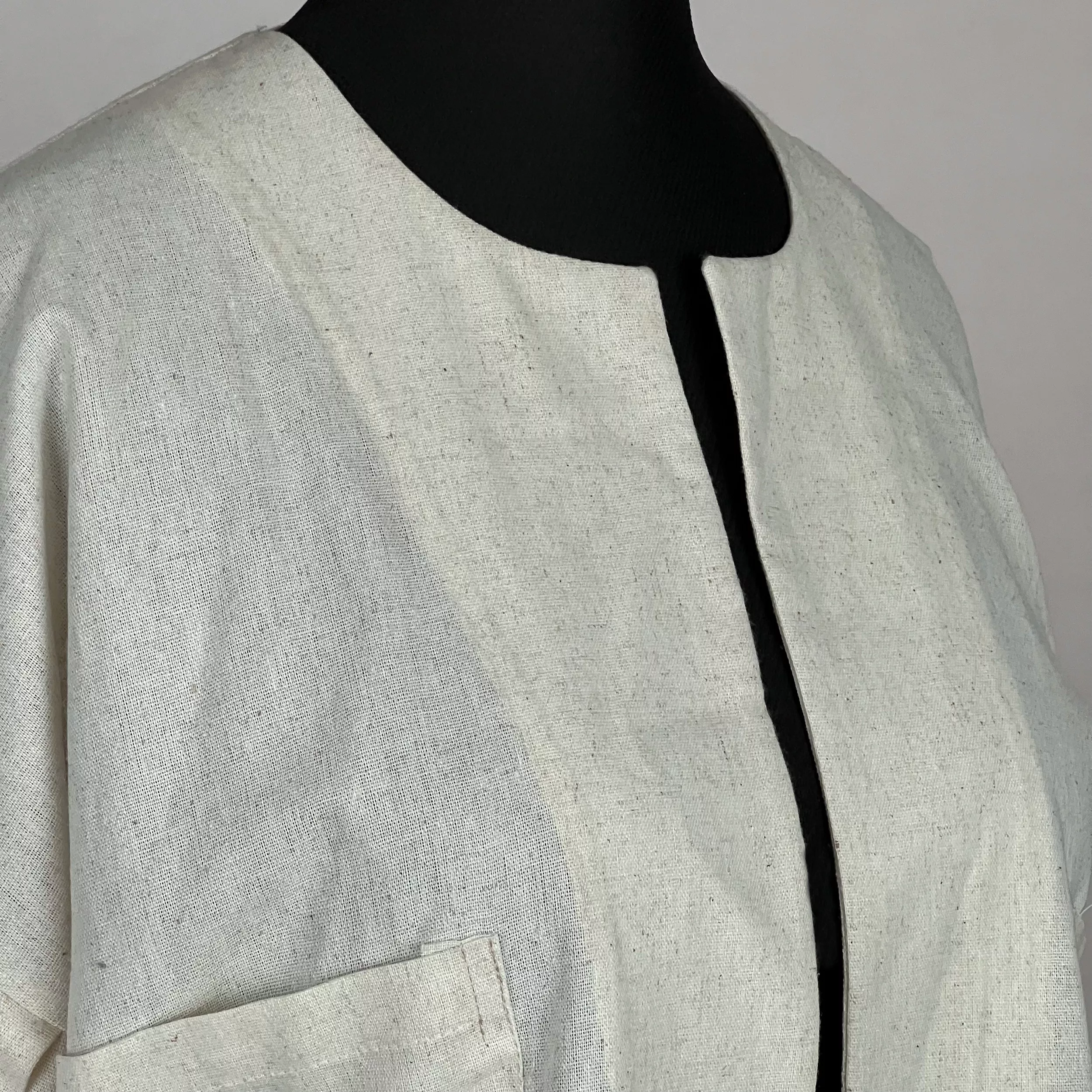 کت رسمی زنانه مدل لینن آستین فانوسی کلوش کد AK1319 رنگ کرم
