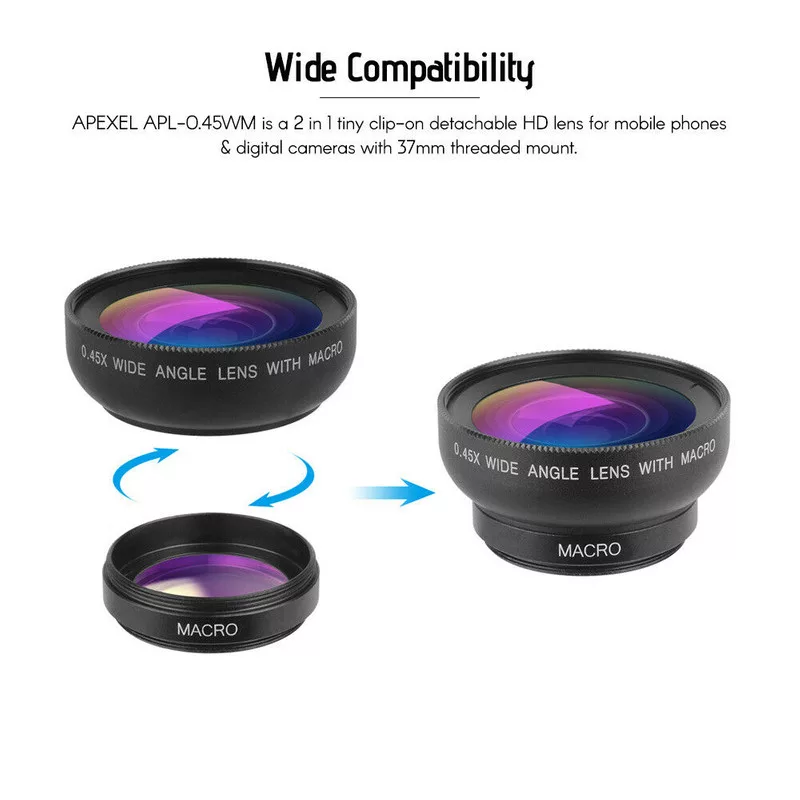 لنز کلیپسی موبایل اپیکسل مدل APL-0.45WM کد wide angle¯o
