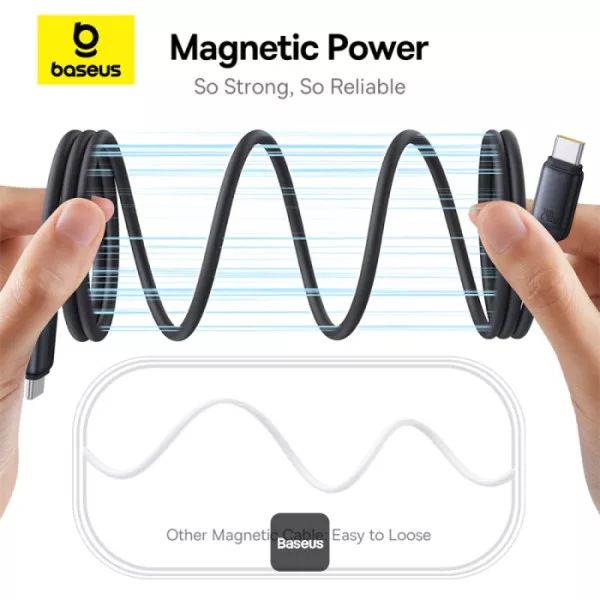 کابل USB-C بیسوس مدل PicoGo Magnetic 240W طول 1 متر