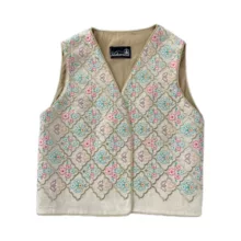 جلیقه زنانه ندامد مدل بهار نارنج لینن سوزندوزی