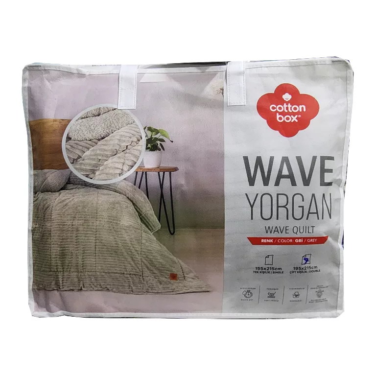 لحاف کاتن باکس مدل Wave Gri T.K تکنفره سایز 215*155 سانتی متر