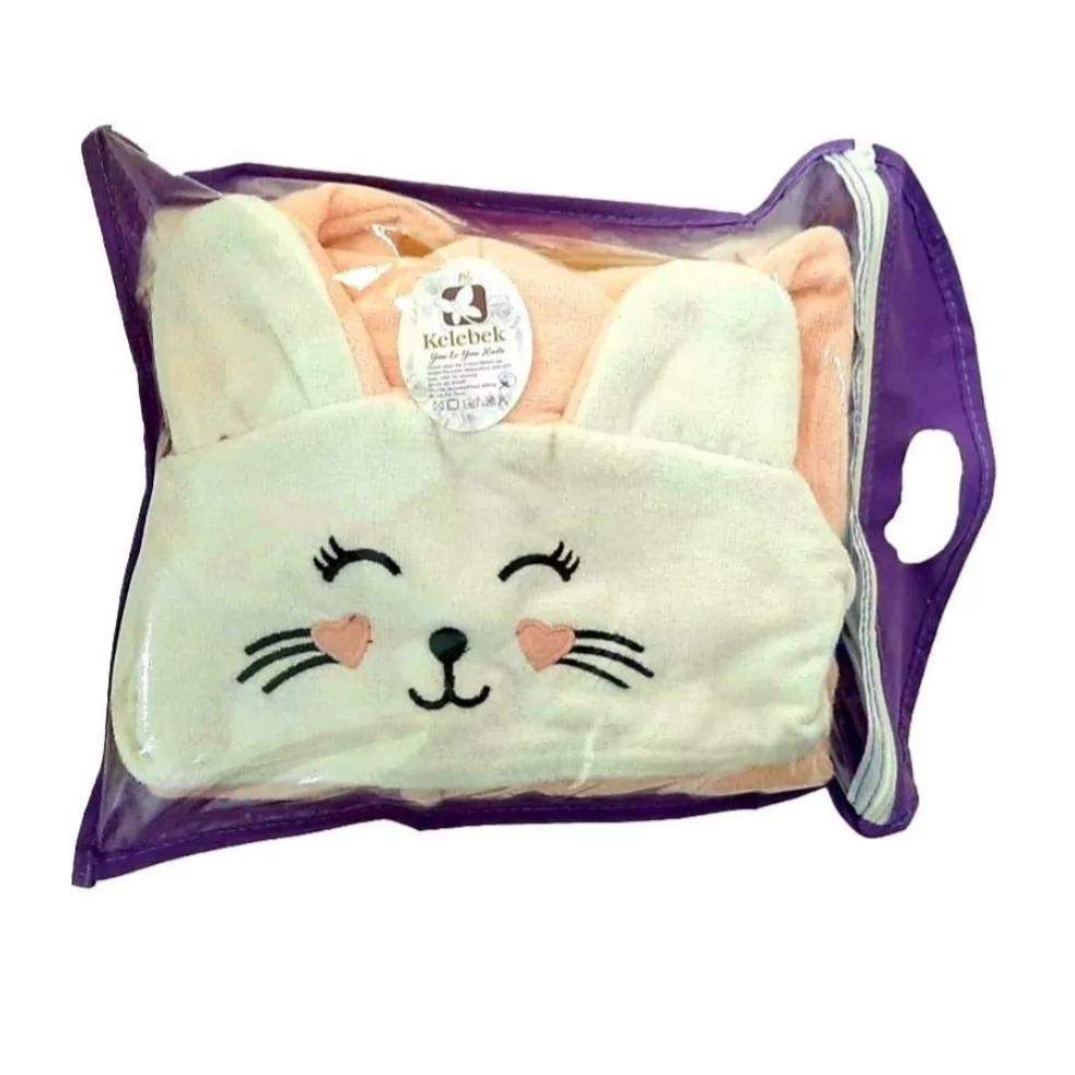 حوله پالتویی کودک کلبک طرح گربه سایز 70