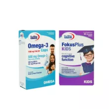 مجموعه قرص فوکوس پلاس کیدز یوروویتال بسته 60 عددی به همراه کپسول ژلاتینی امگا 3 یوروویتال بسته 30 عددی