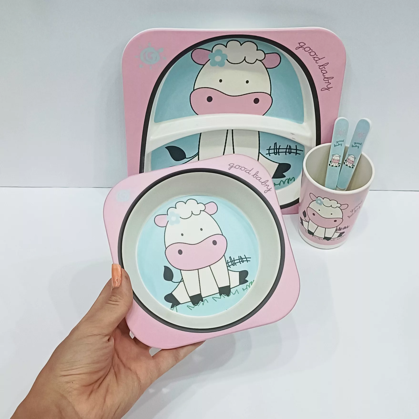 ظرف غذای 5 تکه کودک بامبو مدل ببعی