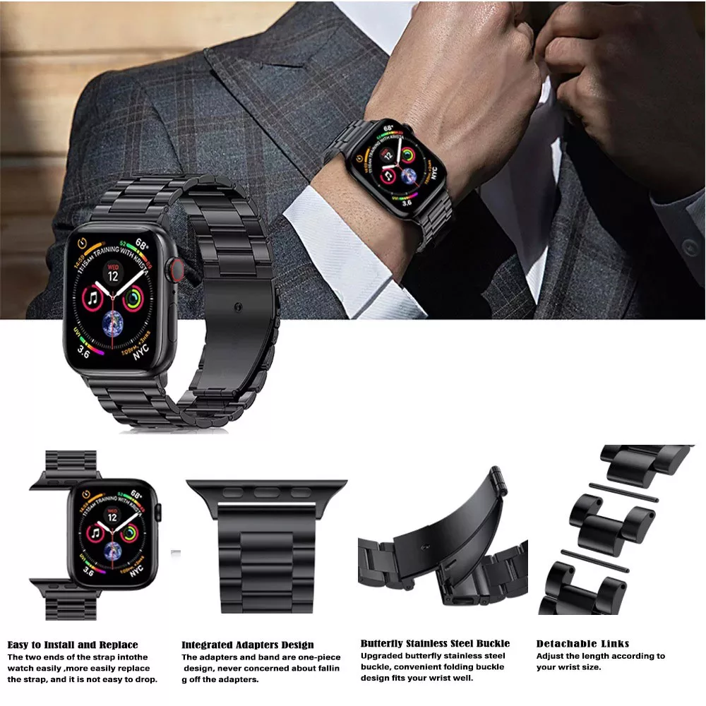 بند گوف مدل Stainless 5Bead مناسب برای اپل واچ Ultra 49mm