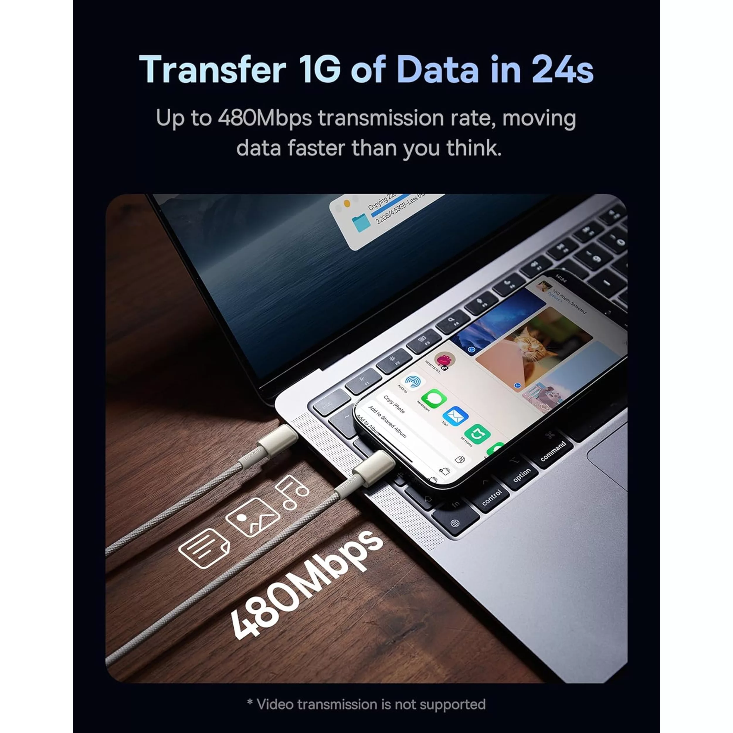 کابل تبدیل USB-C بیسوس مدل Tungsten Gold (100W)به طول 2 متر