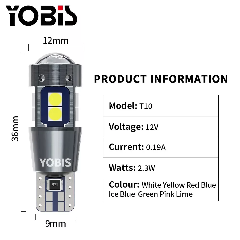 لامپ چراغ و پلاک یوبیز مدل T10-3030-10SMD بسته 2 عددی