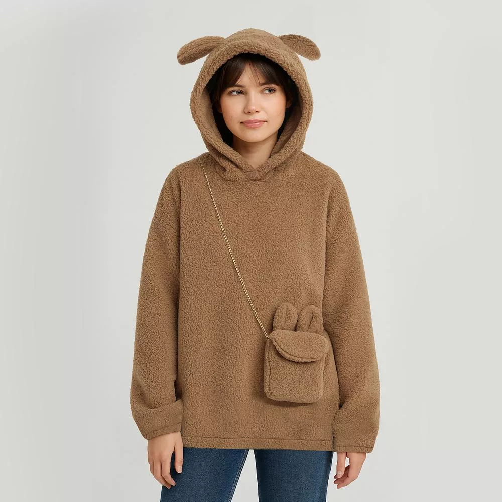 هودی زنانه مدل خرگوشی به همراه کیف