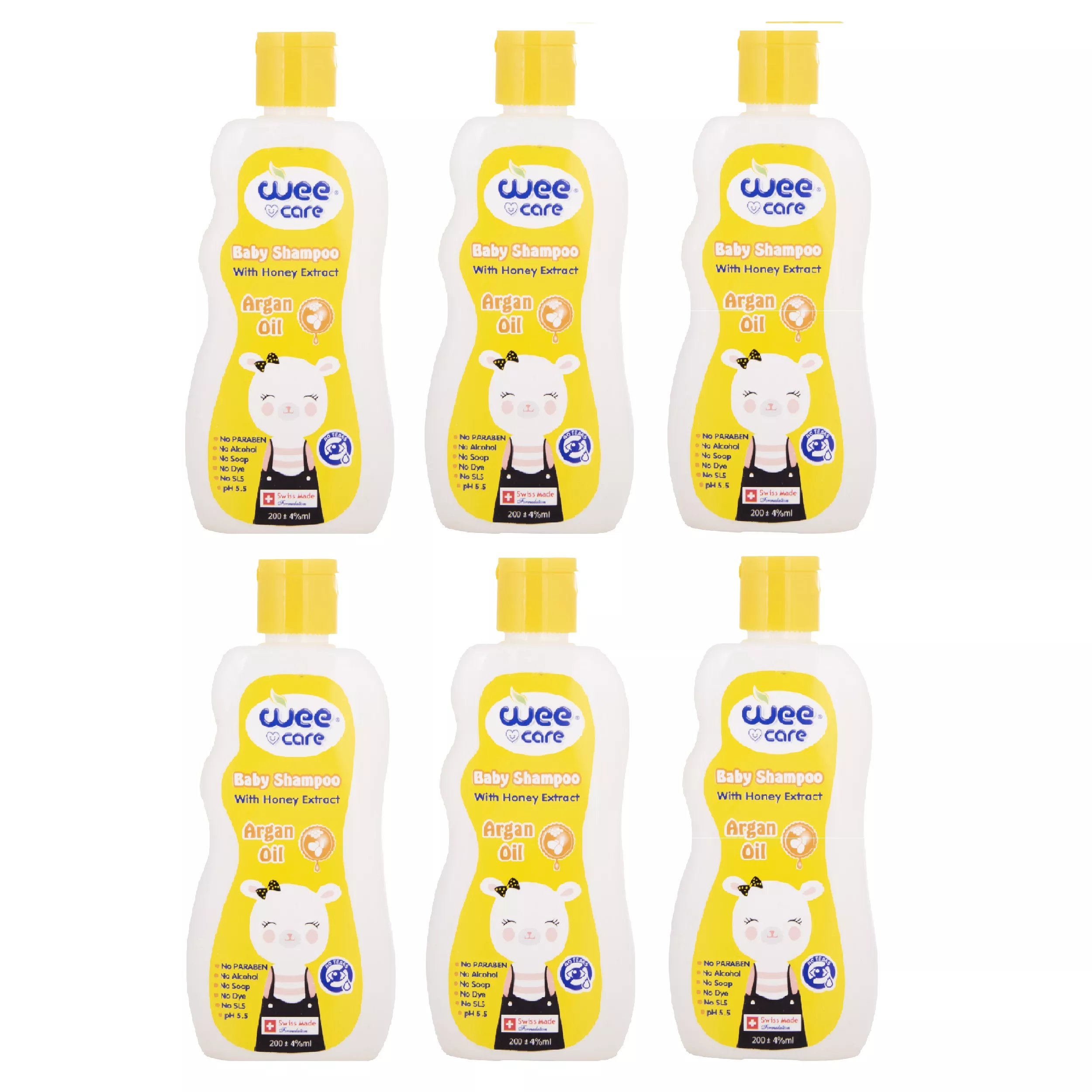 شامپو بچه وی کر مدل روغن آرگان و عصاره عسل حجم 200 میلی لیتر بسته 6 عددی