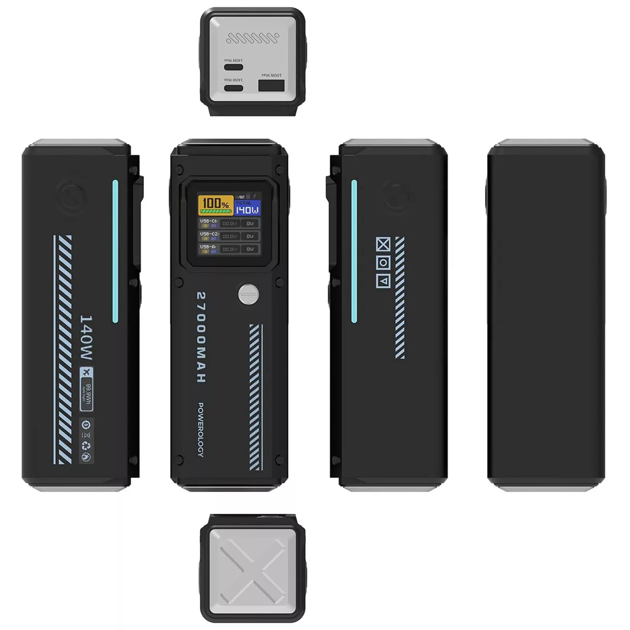 پاوربانک پاورولوجی مدل Smart Display 140W PPBCHA83 ظرفیت 27000 میلی آمپر ساعت