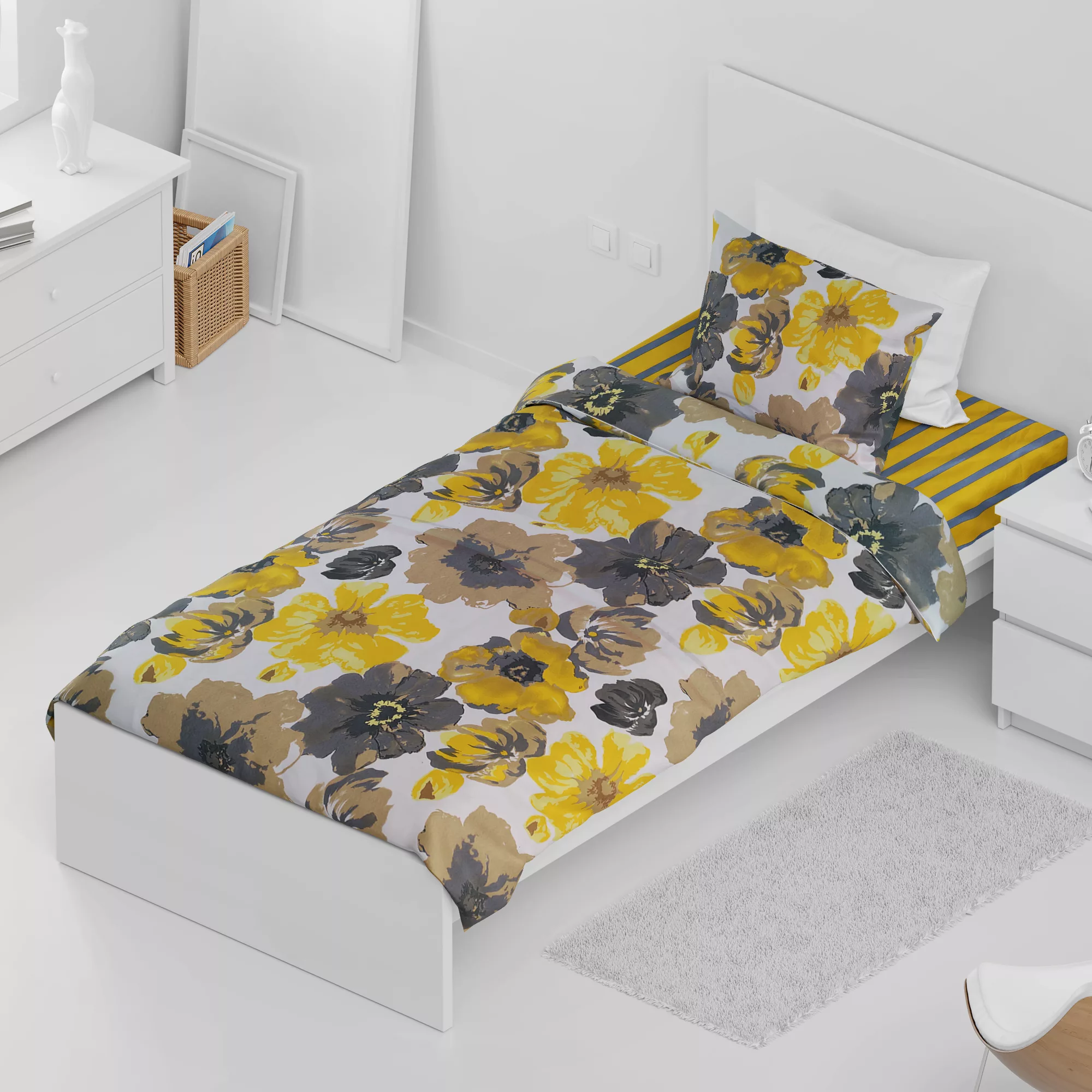 روکش لحاف خانه سفید مدل سایه یک نفره سایز 220x160 سانتی متر