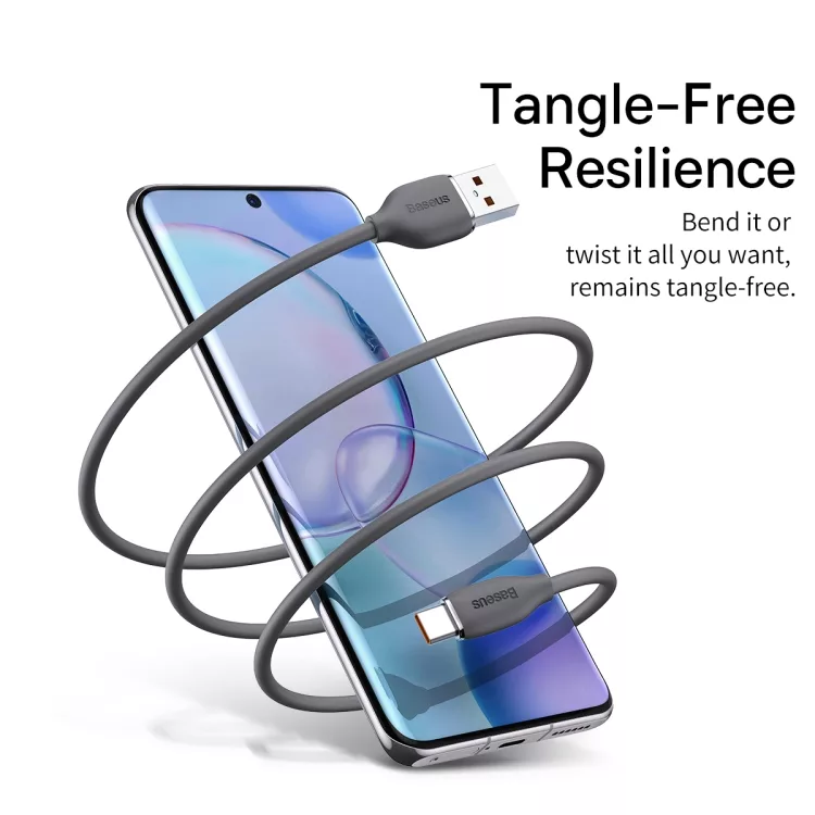 کابل تبدیل USB به USB-C باسئوس مدل JELLY LIQUID SILICA GEL 100W طول 2 متر