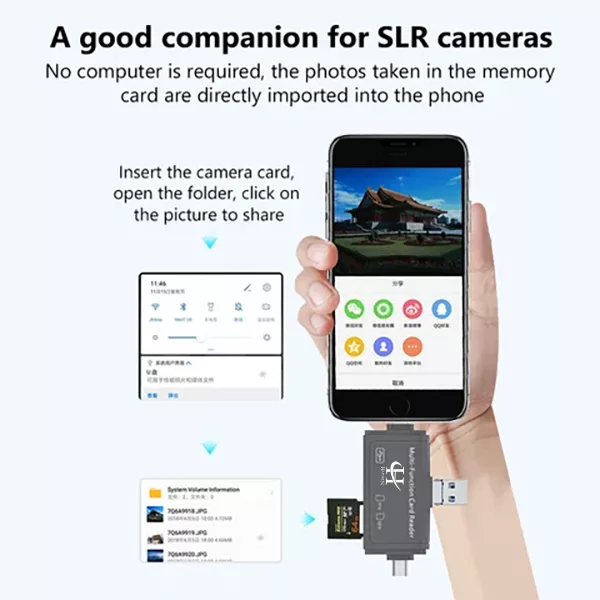 مبدل USB 3.0 OTG به USB-C/ MICROUSB/ لایتنینگ هارمن مدل CARDREADER PRO