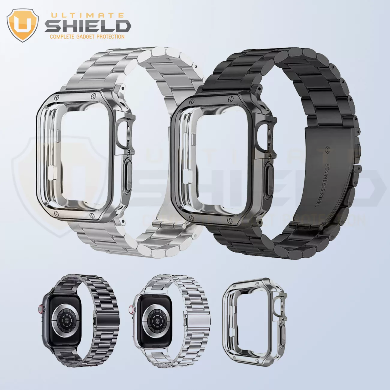 بند آلتیمیت شیلد مدل 3BLX مناسب برای اپل واچ سری 7/8/9 سایز 45 میلی متری به همراه کاور